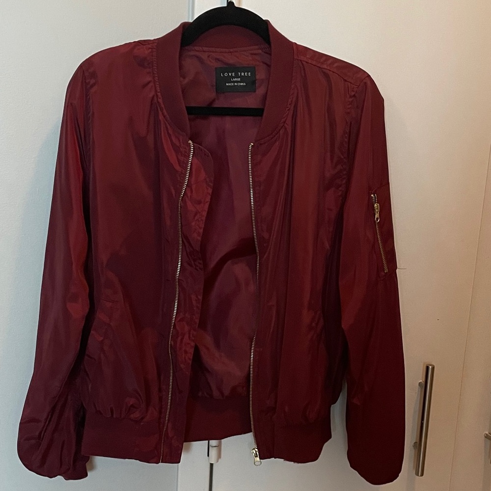 Maroon Bomber Jacket Size Large - image 1